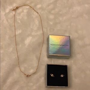 Rebecca Minkoff eye necklace and earrings